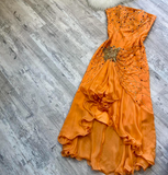 Ndyad Strapless Sheath Chiffon Beaded Short Prom Dresses,Orange Homecoming Dressess HZ1024