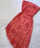 Ndyad Strapless Sheath Printed Chiffon Short Prom Dresses,Dark Peach Homecoming Dresses HZ1024