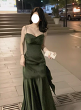 Ndyad Backless Green Satin Slip Dress HZ1024
