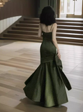 Ndyad Backless Green Satin Slip Dress HZ1024