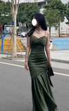 Ndyad Backless Green Satin Slip Dress HZ1024