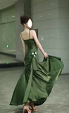 Ndyad Backless Green Satin Slip Dress HZ1024