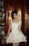 Ndyad A-Line Satin Short Prom Dresses, Sleeveless Homecoming Dresses, Polka Dot Birthday Dresses HZ1024