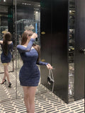 Ndyad hollow one-shoulder long-sleeved slim-fit hip skirt HZ1024
