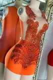 Ndyad Jewel Bodycon Beaded Birthday Dresses, Orange Homecoming Dresses HZ1024