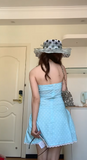 Ndyad Strapless Bodycon Satin Homecoming Dress Polka Dot Blue Birthday Dresses HZ1024