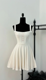 Ndyad Straps A-line Chiffon Homecoming Dress White Birthday Dresses HZ1024