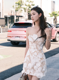 Ndyad Strapless Sheath Homecoming Dresses, Tulle Applique Sleeveless Short Prom Dresses HZ1024