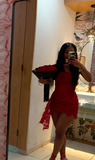 Ndyad Strapless Sheath Short Prom Dresses, Red Homecoming Dresses HZ1024