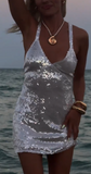Ndyad V neck Sheath Short Open Back Prom Dresses, Silver Homecoming Dresses HZ1024