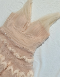 Ndyad neck Sheath Short Prom Dresses Tulle Birthday Dresses, Light Champagne Homecoming Dresses HZ1024