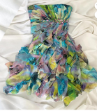 Ndyad Strapless Sheath Chiffon Short Prom Dresses, Beaded Homecoming Dresses HZ1024