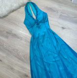 Ndyad Halter Sheath Chiffon Beaded Short Prom Dresses, Blue Homecoming Dresses HZ1024