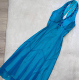 Ndyad Halter Sheath Chiffon Beaded Short Prom Dresses, Blue Homecoming Dresses HZ1024