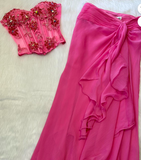 Ndyad Spaghetti Straps Beaded Corset Sheath Chiffon Two-Piece Short Prom Dresses HZ1024
