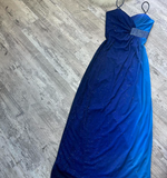 Ndyad Spaghetti Strap Sheath Chiffon Long Prom Dresses, Blue Formal Evening Dresses HZ1024
