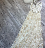 Ndyad V-neck Sheath Tulle Applique Long Prom Dresses, Backless Formal Evening Dresses HZ1024