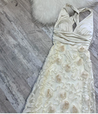 Ndyad V-neck Sheath Tulle Applique Long Prom Dresses, Backless Formal Evening Dresses HZ1024
