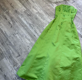 Ndyad Strapless A-Line Satin Beaded Long Prom Dresses, Green Formal Evening Dresses HZ1024