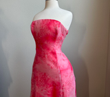 Ndyad Strapless A-Line Printed Tulle Long Prom Dresses, Pink Formal Evening Dresses HZ1024