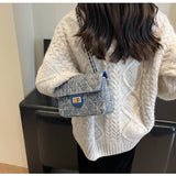 Ndyad style all-match denim chain diamond square bag crossbody bag HZ1024