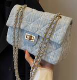 Ndyad style all-match denim chain diamond square bag crossbody bag HZ1024