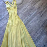 Ndyad A-Line Yellow Formal Dresses, V Neck A-Line Long Guest Dresses, Open Back Evening Gowns HZ1024