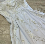 Ndyad White Formal Dresses,Spaghetti Straps Sheath Guest Dresses, Beaded Long Prom Dresses HZ1024