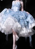 Ndyad Straps Ball Gown Lace Tulle Birthday Dresses Cute Blue Lolita Dresses HZ1024