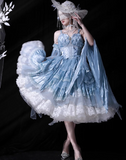 Ndyad Straps Ball Gown Lace Tulle Birthday Dresses Cute Blue Lolita Dresses HZ1024
