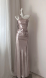 Ndyad One-Shoulder Sheath Long Prom Dresses£¬Pink Evening Dresses HZ1024