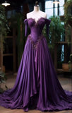 Ndyad Sweetheart Neck Sheath Chiffon Applique Long Prom Dresses Purple Sweet 16 Dress HZ1024