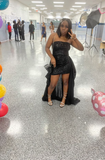 Ndyad Black Homecoming Dresses Strapless Bodycon Short Prom Dresses Sequined Birthday Dresses Black Homecoming Dresses HZ1024