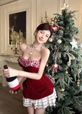 Ndyad Red Hoco Dress Strapless Birthday Dresses Velvet Christmas Dresses HZ1024