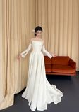 Ndyad Strapless A-line Simple Wedding Dresses Ivory Bridal Gowns HZ1024