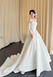 Ndyad Strapless A-line Simple Wedding Dresses Ivory Bridal Gowns HZ1024