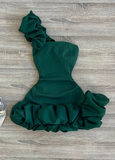 Ndyad One Shoulder Birthday Dresses Dark Green Tight Hoco Dresses HZ1024