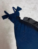 Ndyad Gradient Blue Birthday Dresses V-neck Glitter Chiffon Sheath Prom Dresses Party Dresses HZ1024