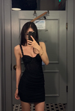 Ndyad Tight Hoco Dresses Black Short Prom Dresses Spaghetti Straps Birthday Dresses HZ1024