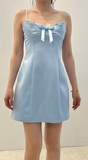 Ndyad Pale Blue Hoco Dresses, Sheath Short Prom Dresses, Satin Spaghetti Strap Birthday Dresses Sheath Short Prom Dresses HZ1024