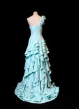 Ndyad One Shoulder A-Line Long Prom Dresses, Tiered Chiffon Blue Evening Gowns HZ1024