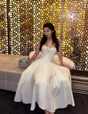 Ndyad Strapless A-Line Birthday Dresses, White Formal Dresses HZ1024