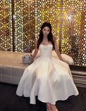 Ndyad Strapless A-Line Birthday Dresses, White Formal Dresses HZ1024