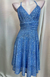 Ndyad Halter Neck Sheath Birthday Dresses, Sequin Blue Hoco Dresses HZ1024