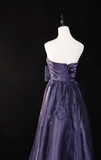 Ndyad Strapless A-Line Prom Dresses, Dark Purple Long Formal Dresses HZ1024