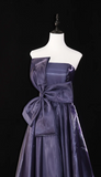Ndyad Strapless A-Line Prom Dresses, Dark Purple Long Formal Dresses HZ1024
