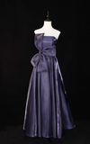 Ndyad Strapless A-Line Prom Dresses, Dark Purple Long Formal Dresses HZ1024
