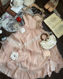 Ndyad Spaghetti Strap A-Line Long Prom Dresses Pink Birthday Dresses Pink Formal Dresses HZ1024