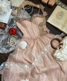 Ndyad Spaghetti Strap A-Line Long Prom Dresses Pink Birthday Dresses Pink Formal Dresses HZ1024