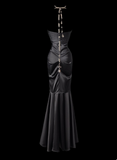 Ndyad Strapless Mermaid Long Prom Dresses Satin Black Formal Dresses HZ1024